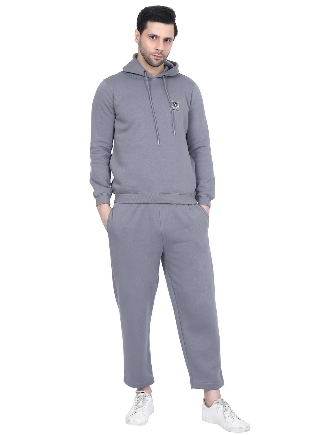 men logo print long sleeve hooded sweatshirt