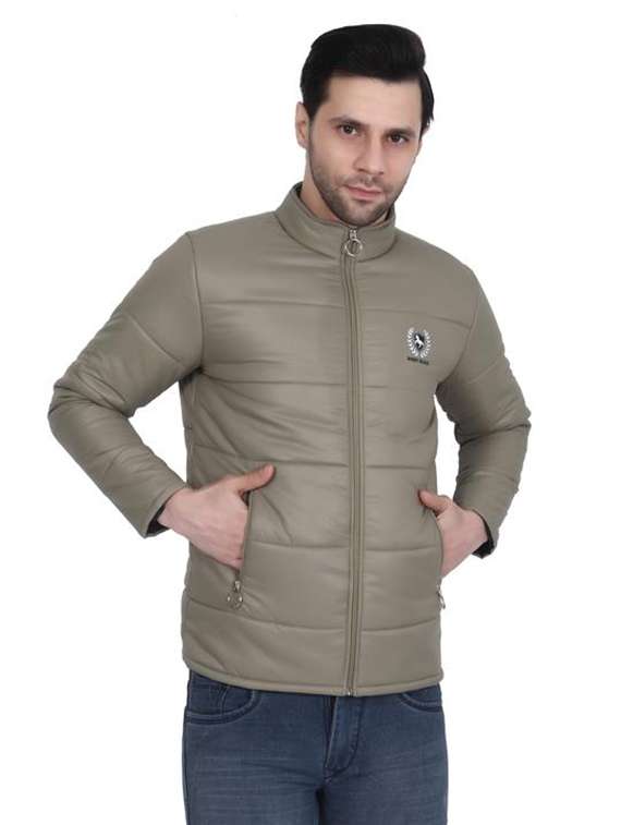 men solid long sleeve puffer jacket