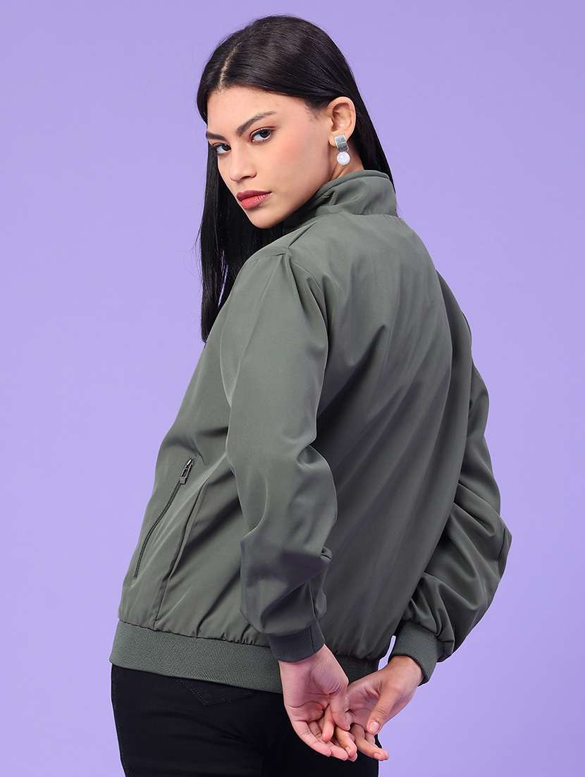 Women Solid Long Sleeve Bomber Jacket - 22276070 -  Standard Image - 3