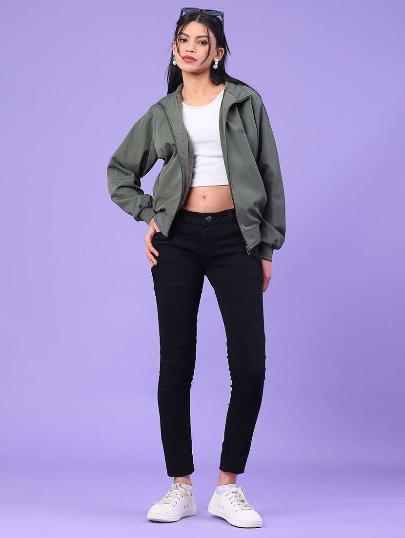 Women Solid Long Sleeve Bomber Jacket - 22276070 -  Standard Image - 5