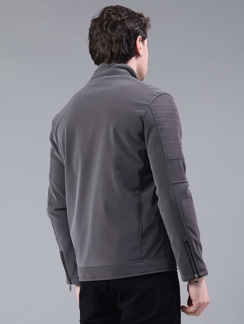 men solid long sleeve biker jacket - 22276094 -  Standard Image - 3