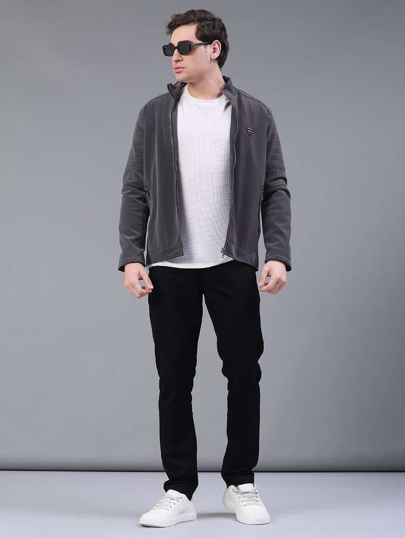 men solid long sleeve biker jacket - 22276094 -  Standard Image - 5