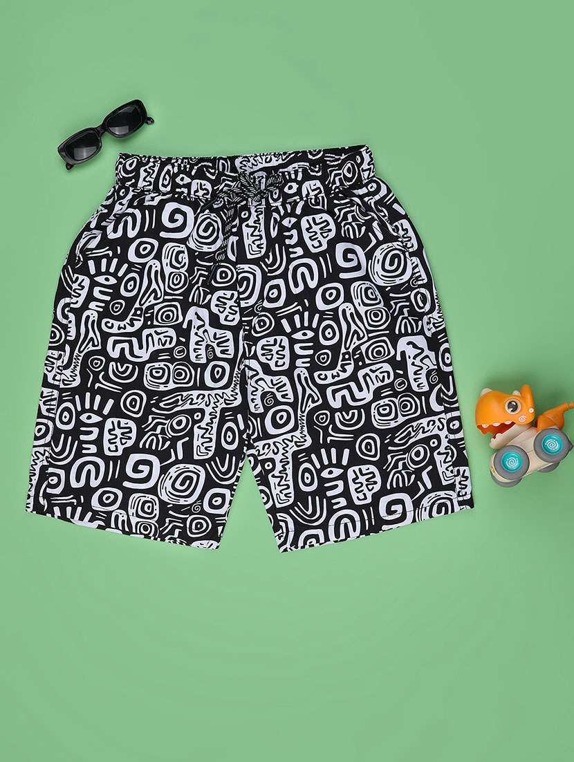 girls printed mid rise shorts