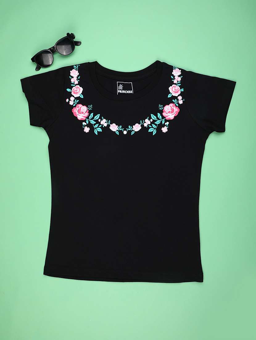 girls printed round neck t-shirt