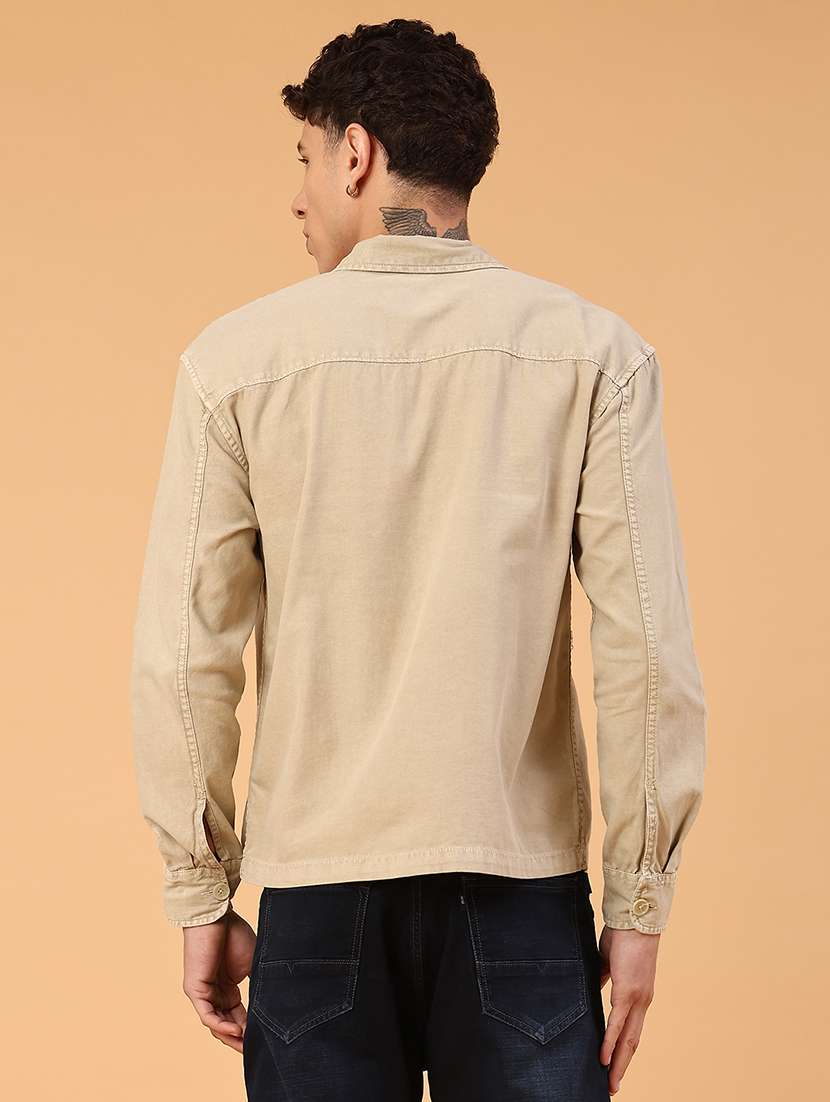 men beige cotton casual shirt - 22276184 -  Standard Image - 3