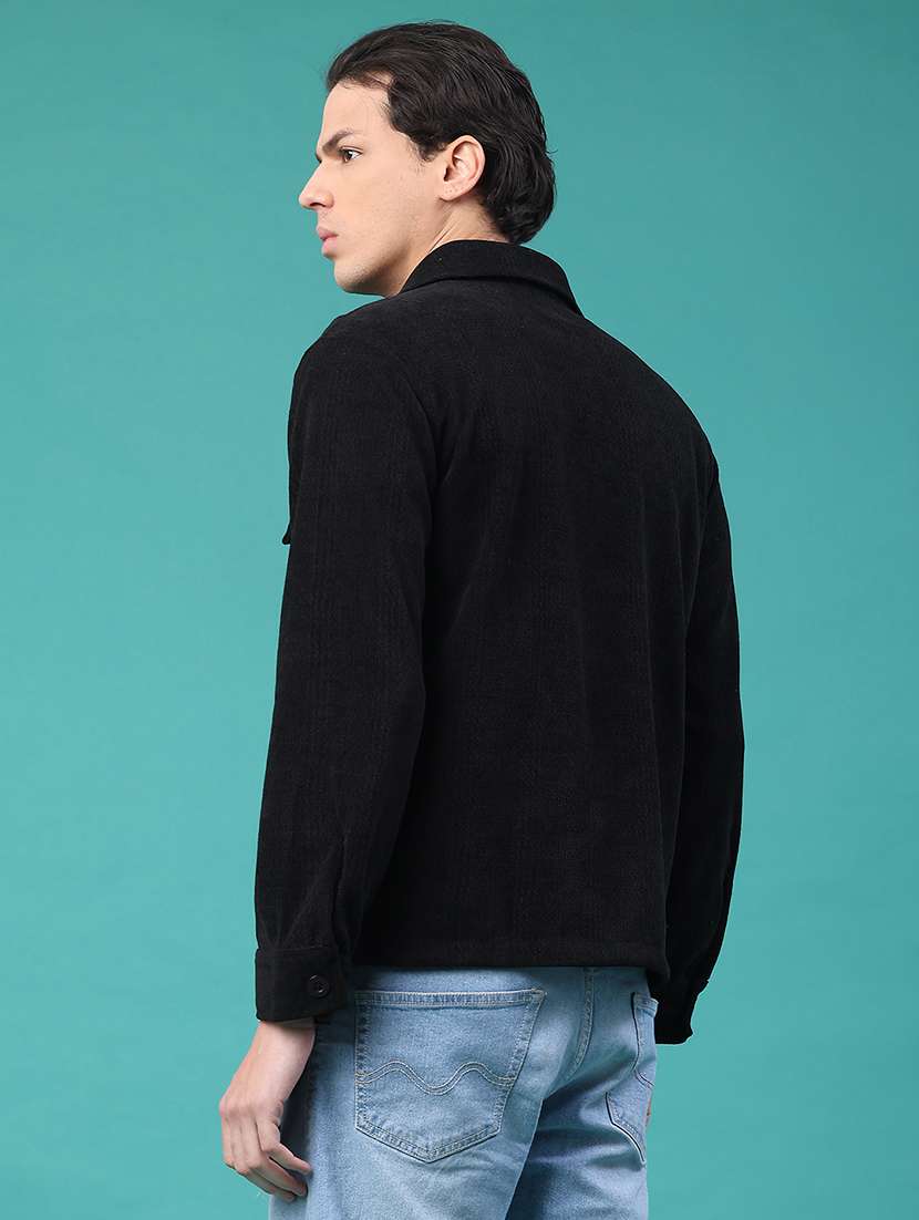 men solid long sleeve regular fit shacket - 22276188 -  Standard Image - 3