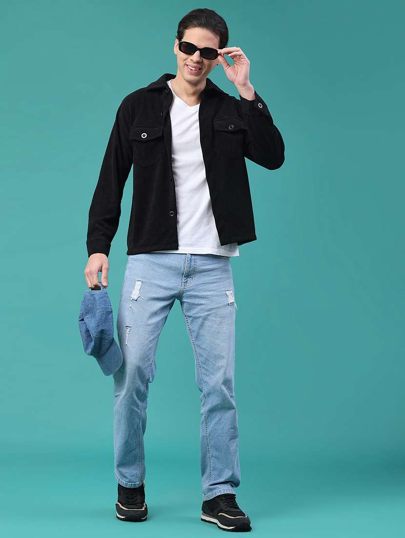 men solid long sleeve regular fit shacket - 22276188 -  Standard Image - 5