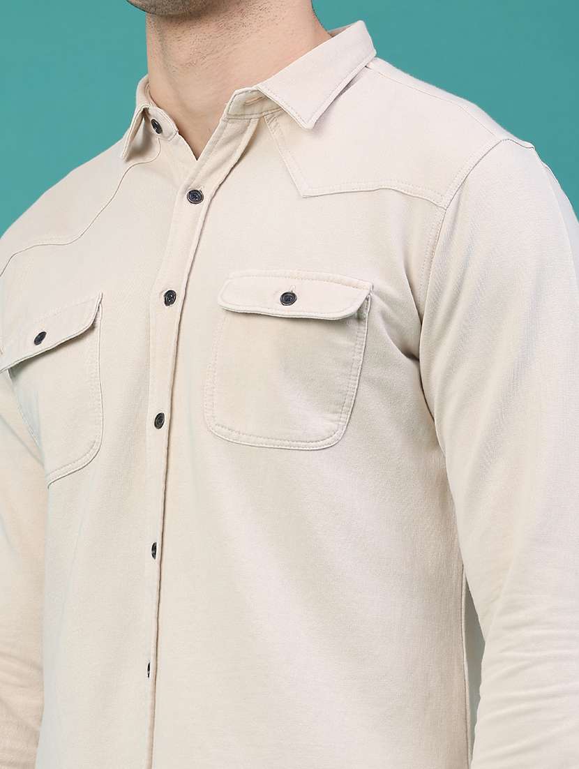 men solid long sleeve regular fit shacket - 22276193 -  Standard Image - 5