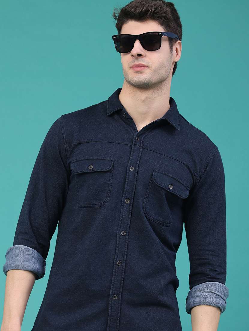 men solid long sleeve regular fit casual shirt