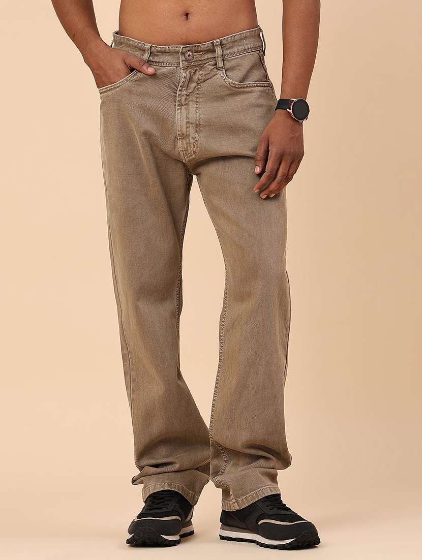 men plain mid rise full length relaxed fit jeans
