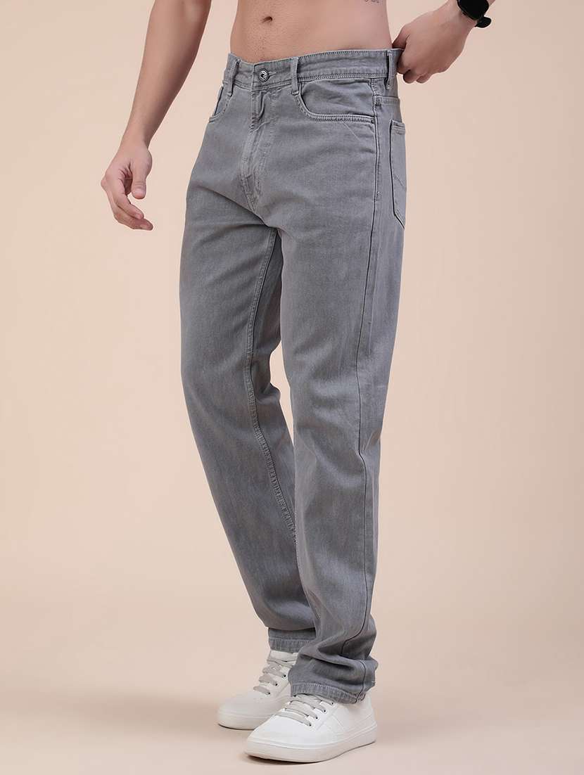 Men Plain Mid Rise Full Length Relaxed Fit Jeans - 22276238 -  Standard Image - 3