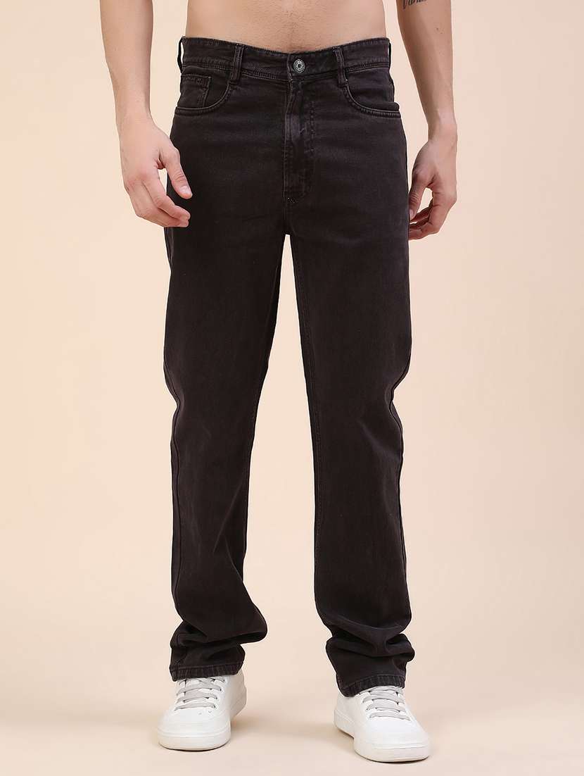 men plain mid rise full length relaxed fit jeans