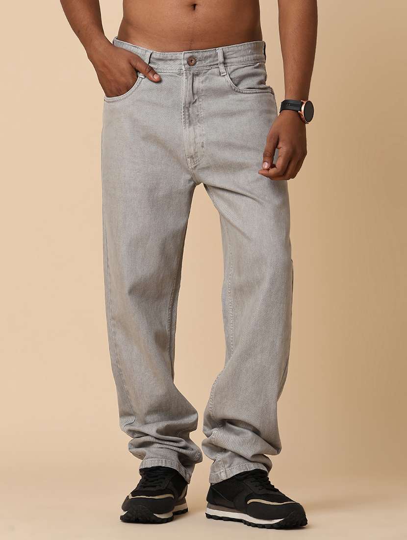 men plain mid rise full length relaxed fit jeans