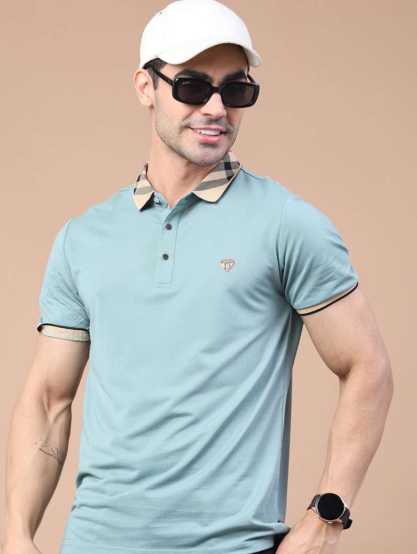 men solid short sleeve regular fit polo t-shirt