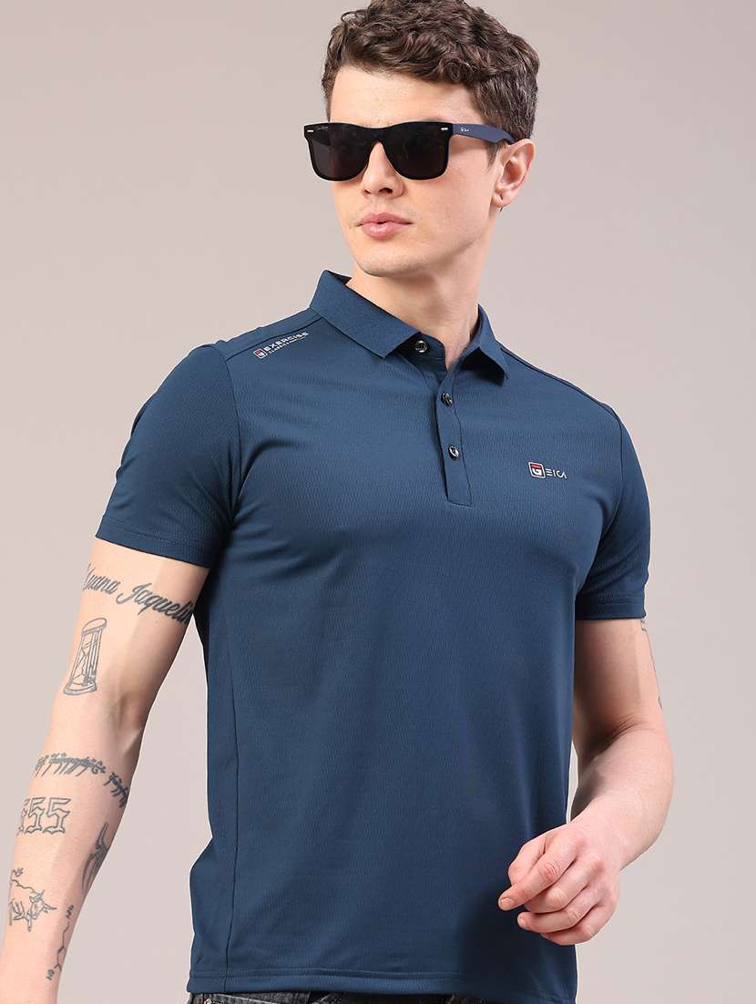 men solid short sleeve slim fit polo t-shirt