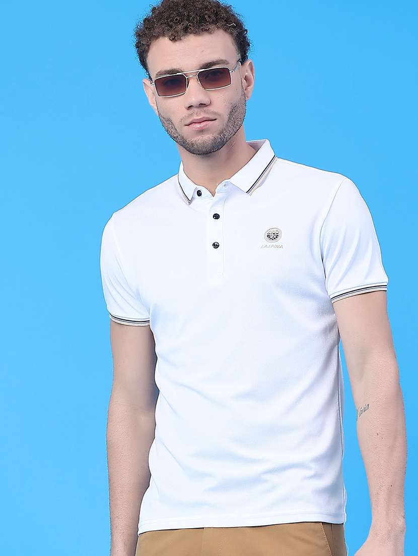 men solid short sleeve regular fit polo t-shirt