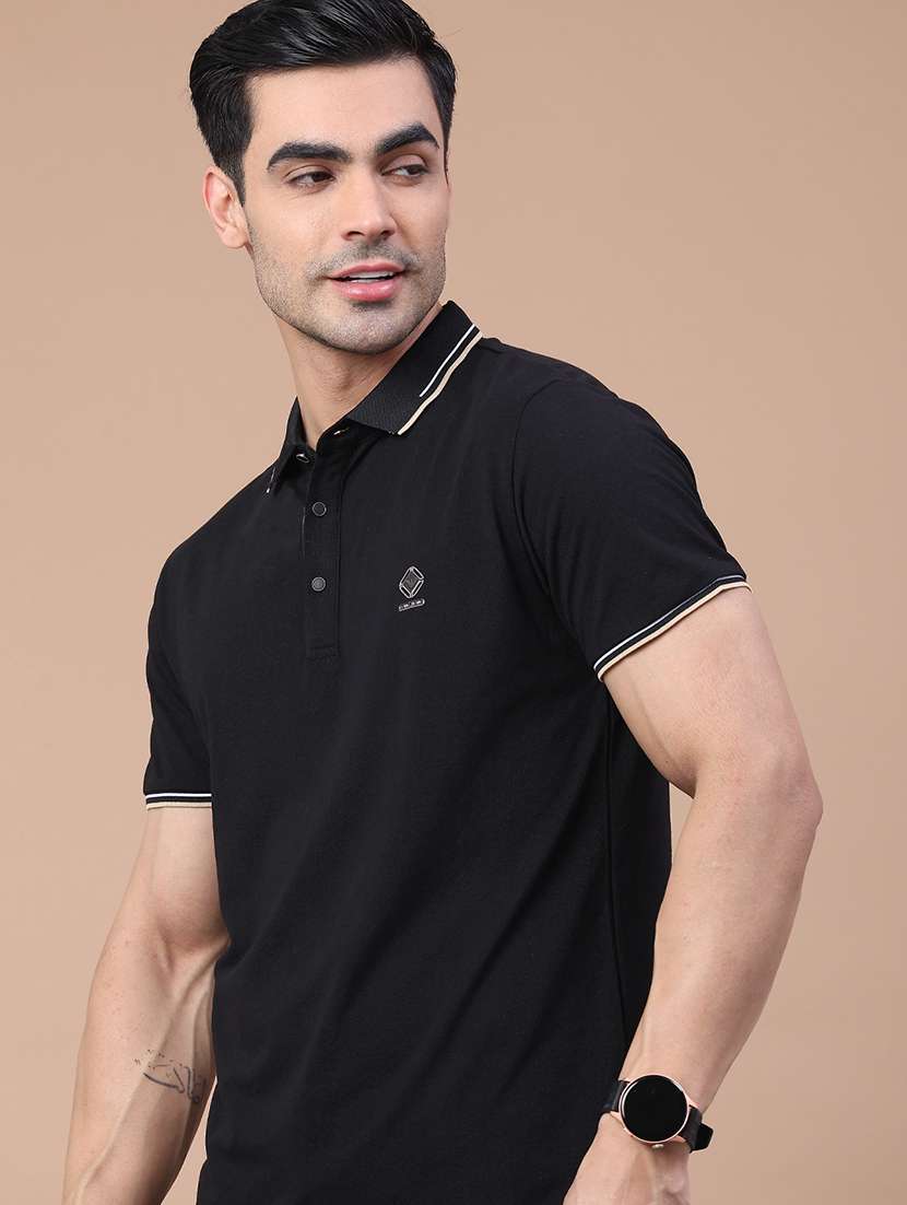 men solid short sleeve regular fit polo t-shirt