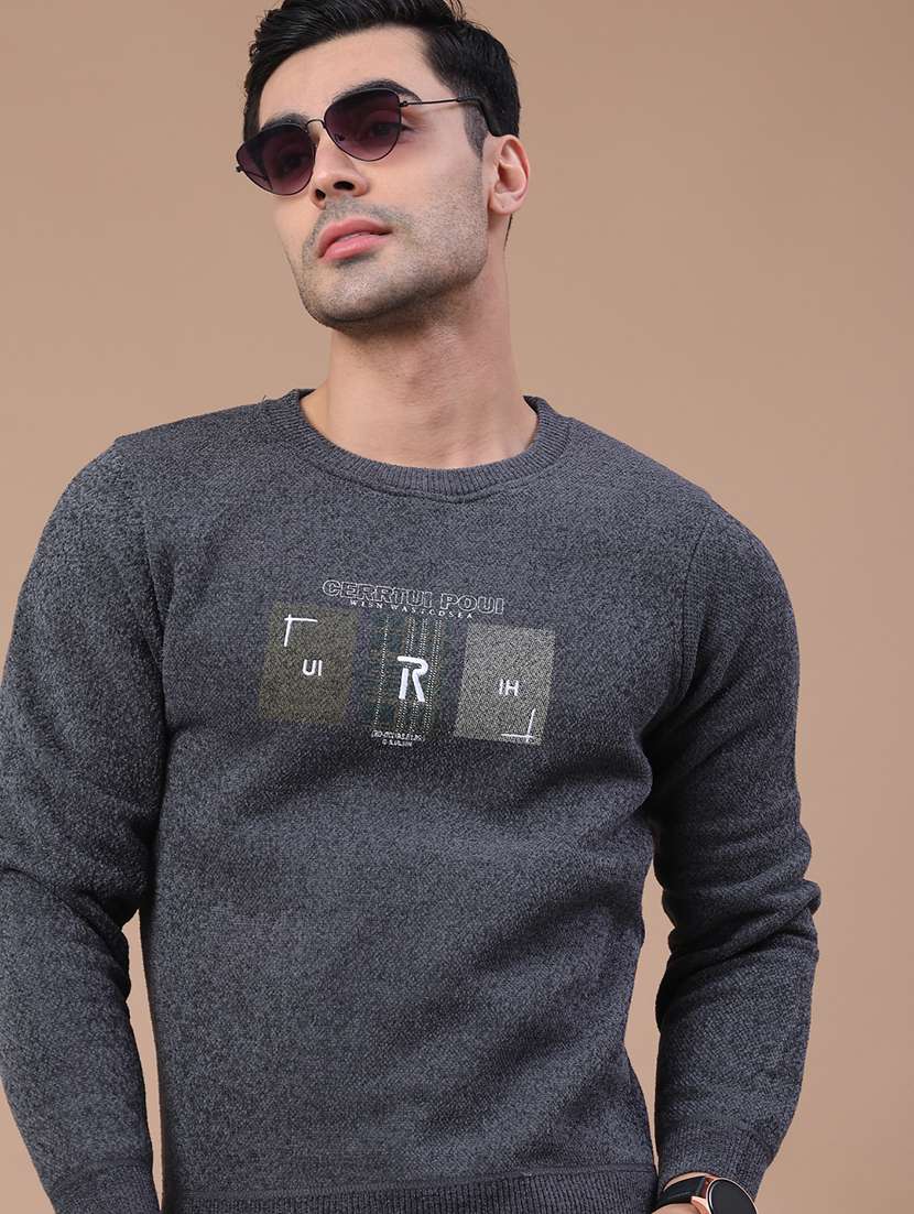 men typographic long sleeve regular fit pullover 