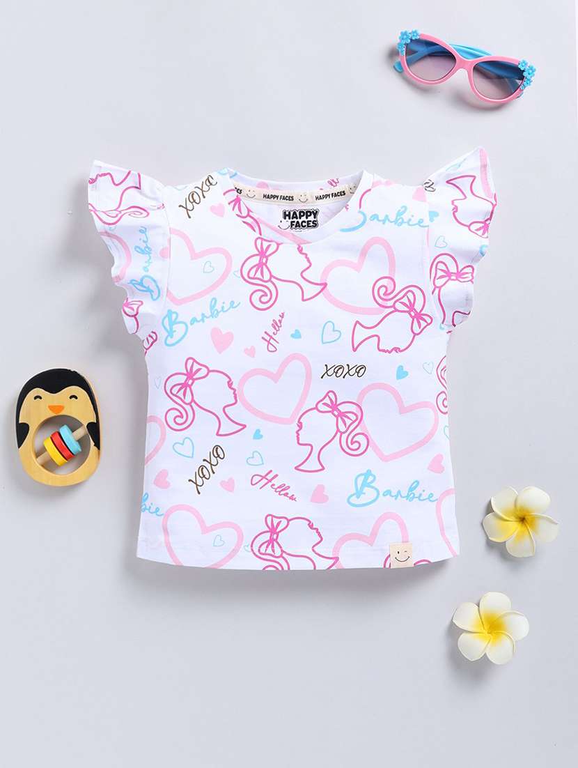 girls printed cap sleeve tee