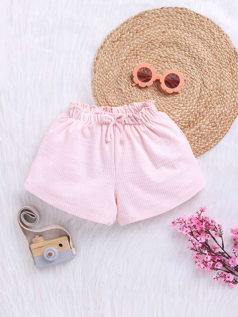 girls solid mid rise shorts