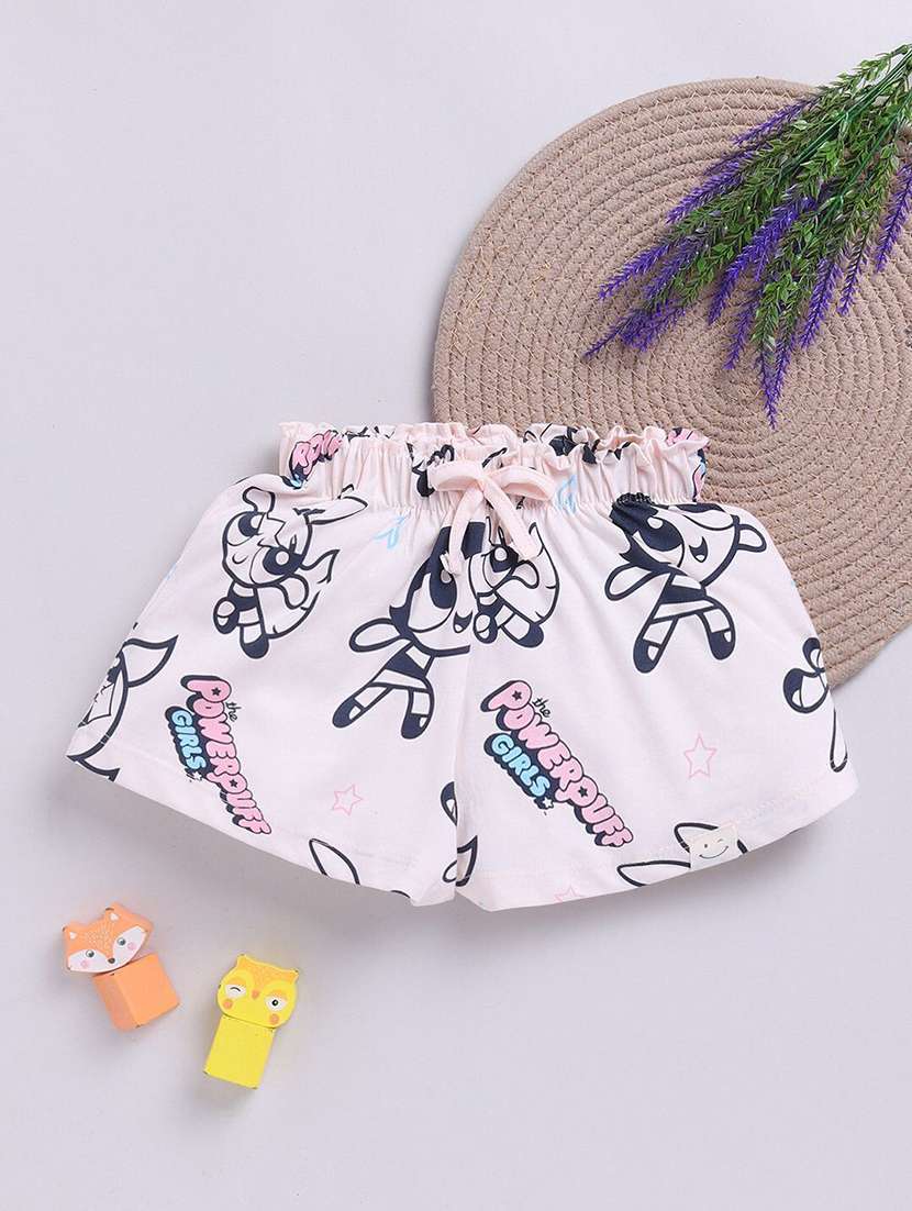 girls printed mid rise shorts