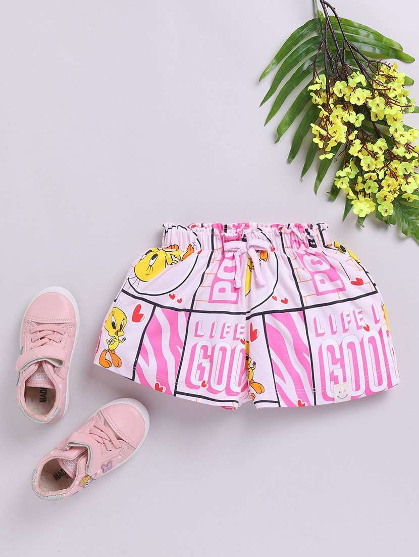 girls printed mid rise shorts