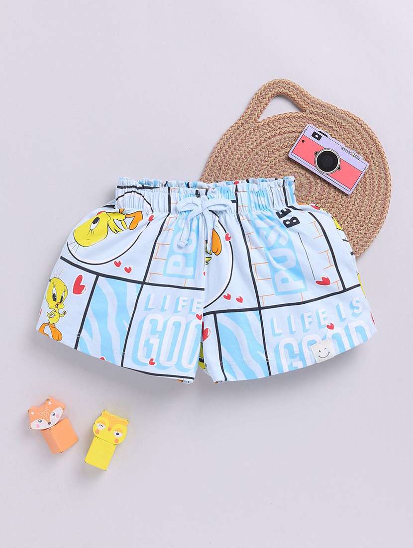 girls printed mid rise shorts