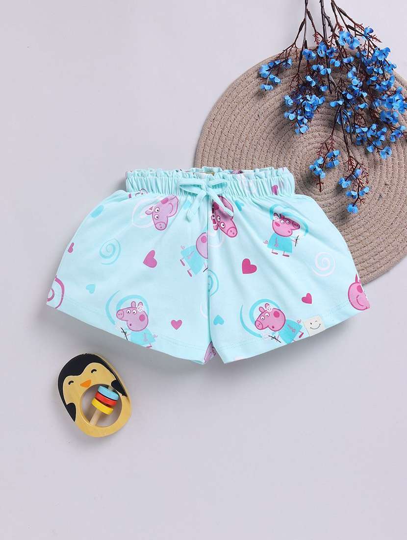 girls printed mid rise shorts