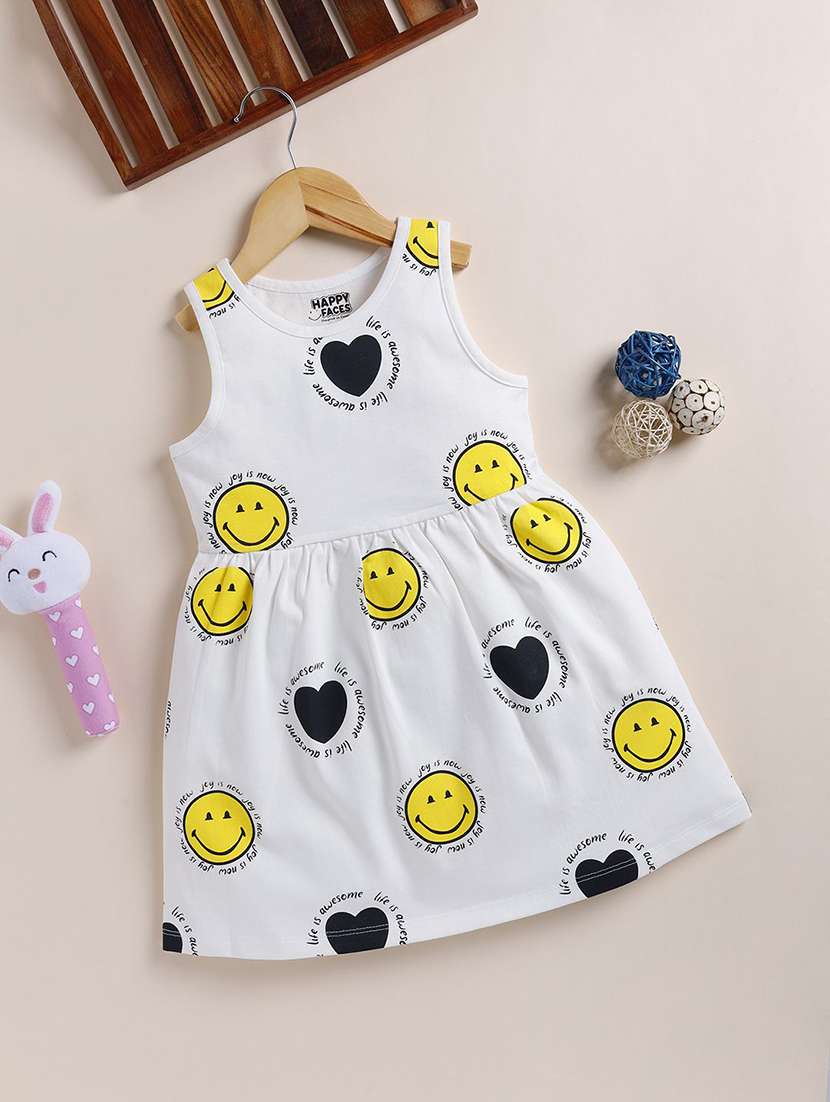 girls printed sleeveless fit & flare dress