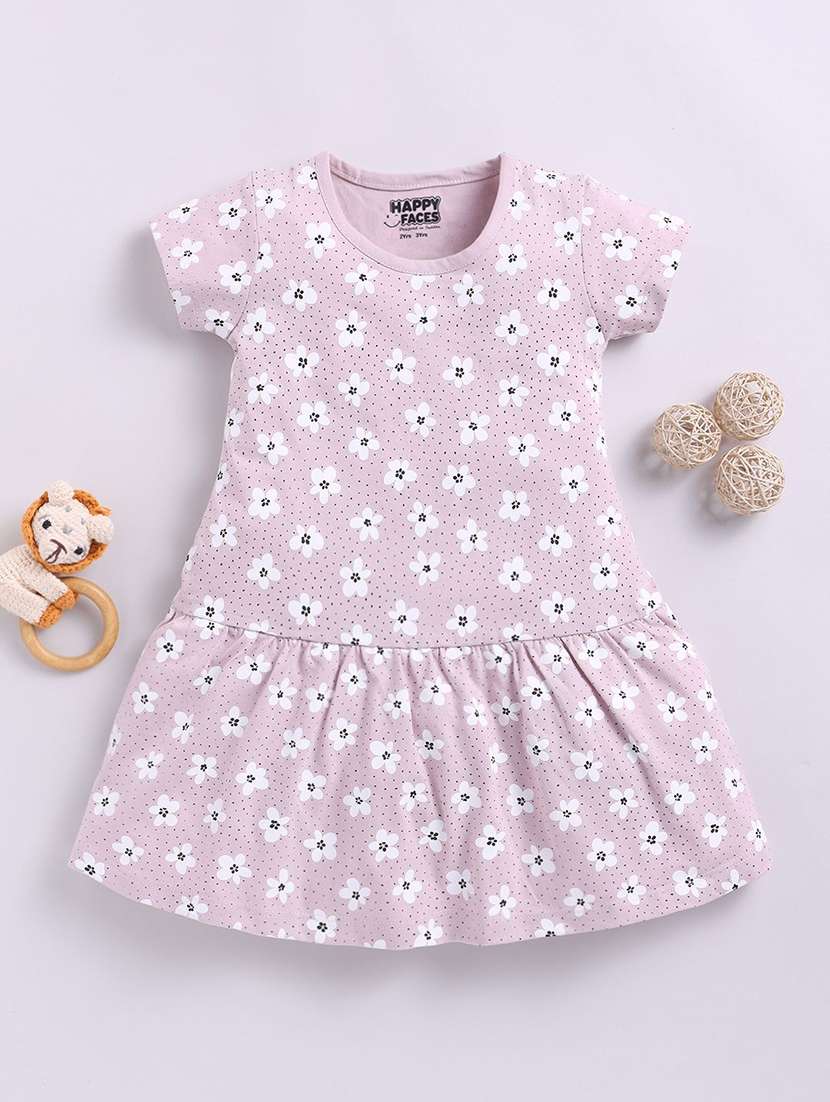 girls printed cap sleeve tiered dress