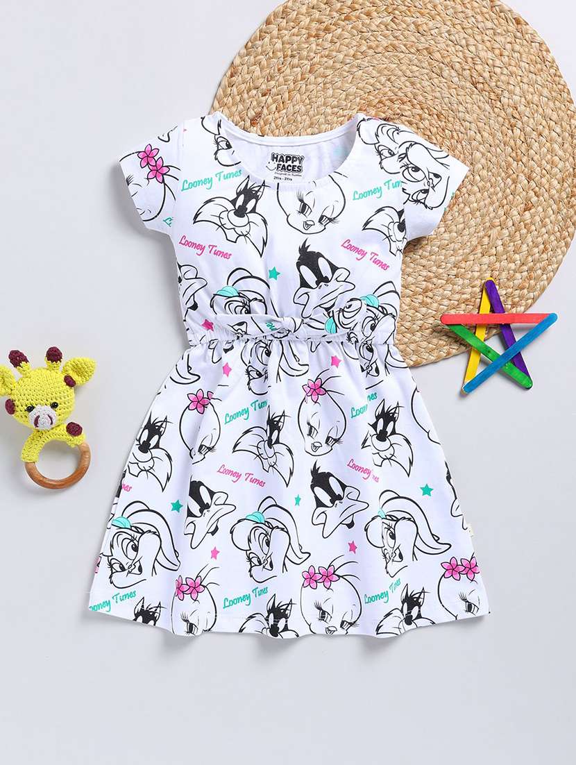 girls printed short sleeve fit & flare dress