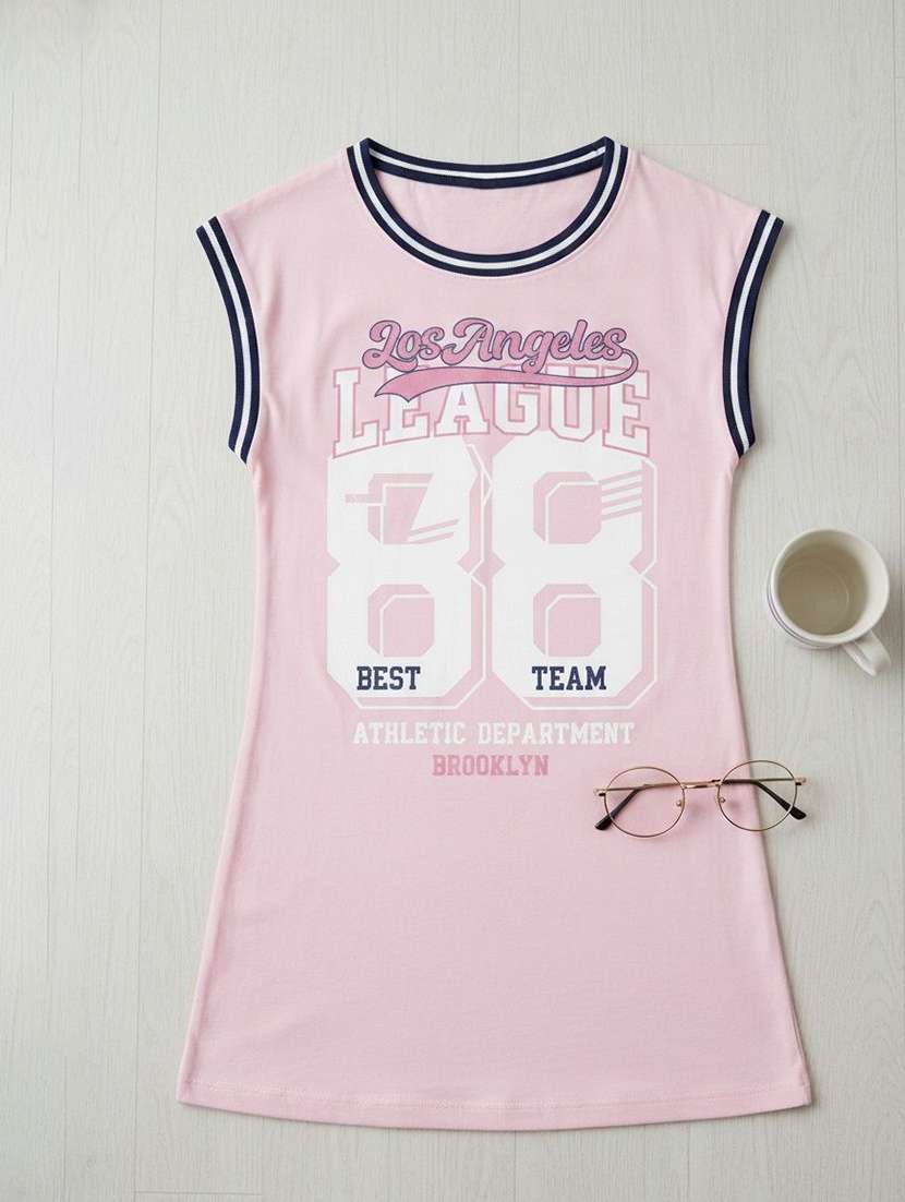 girls printed sleeveless t-shirt dress