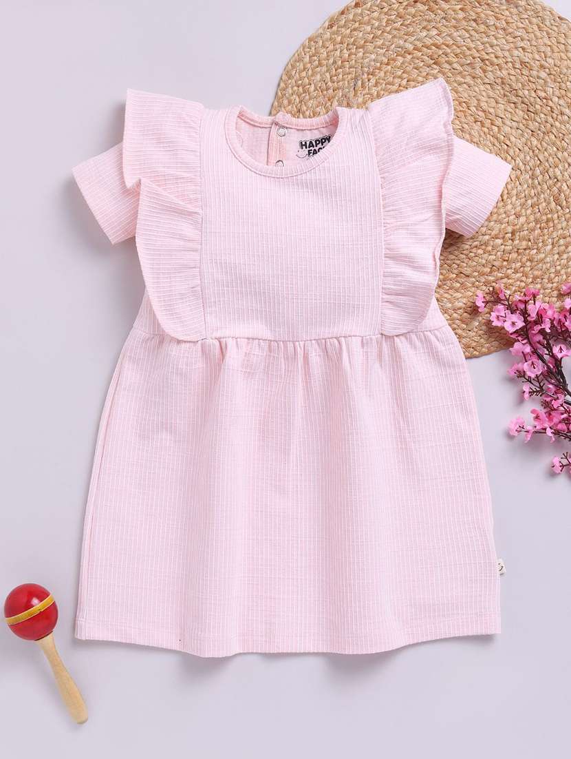 girls solid short sleeve fit & flare dress