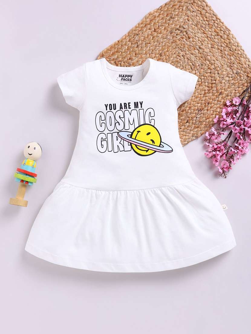 girls printed cap sleeve tiered dress