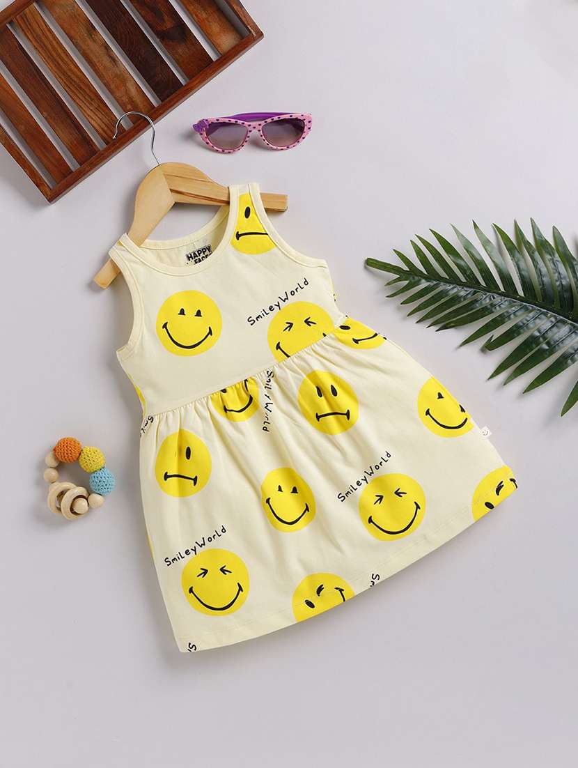 girls printed sleeveless fit & flare dress