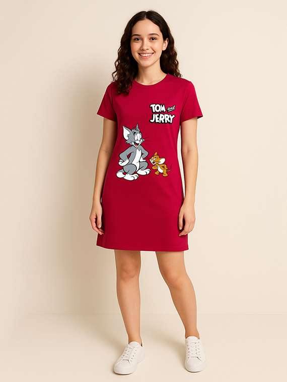 women printed short sleeve t-shirt dress