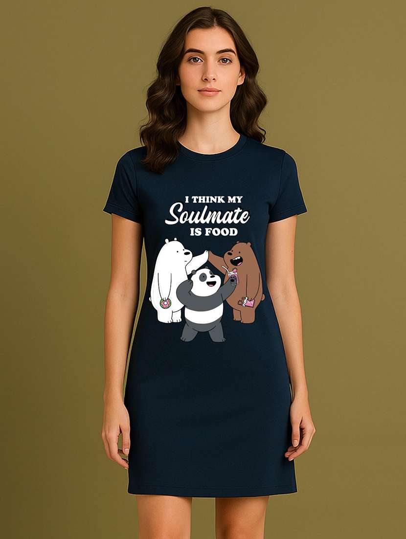 women printed short sleeve t-shirt dress