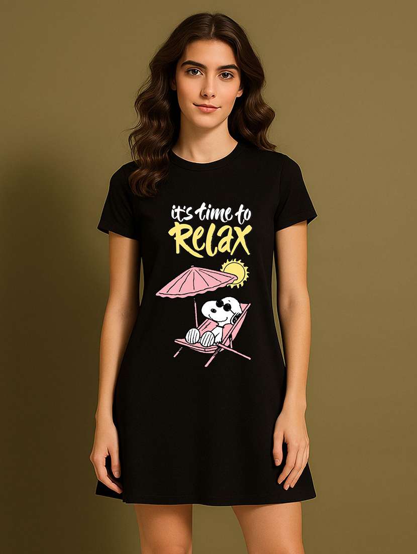 women printed short sleeve t-shirt dress