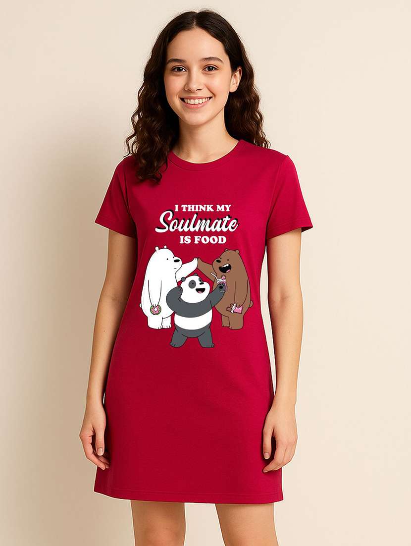 women printed short sleeve t-shirt dress