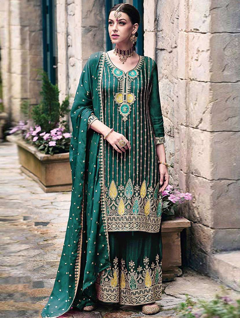 women solid with work semi-stitched suit set