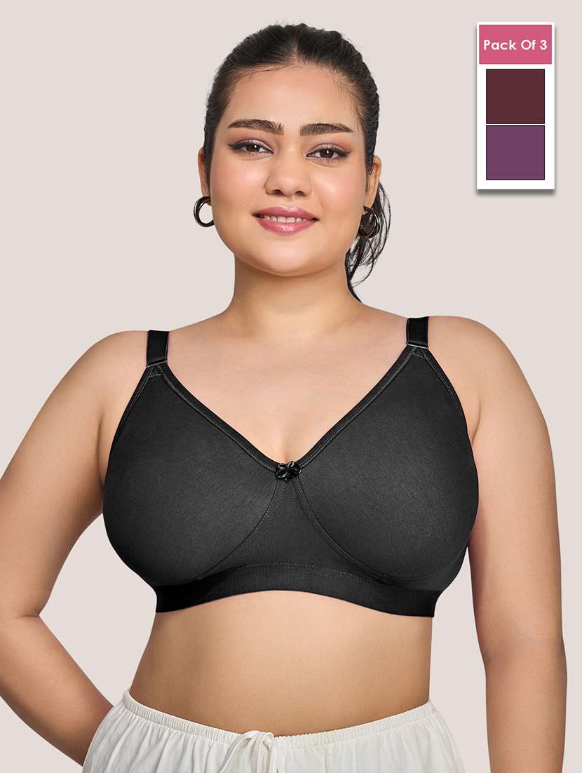 women pack of 3 solid minimizer bra