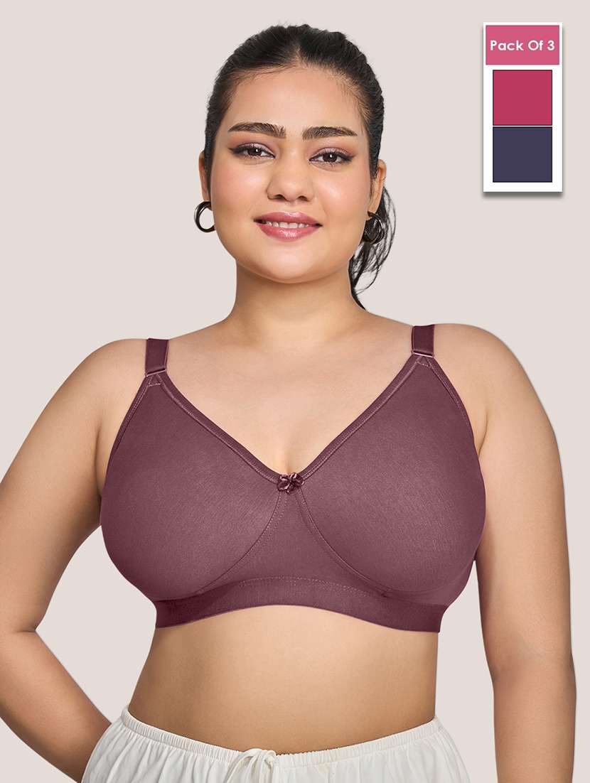 women pack of 3 solid minimizer bra