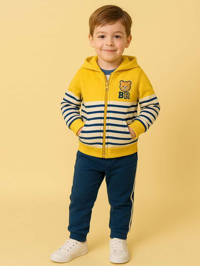 boys printed hooded full length co-ord set