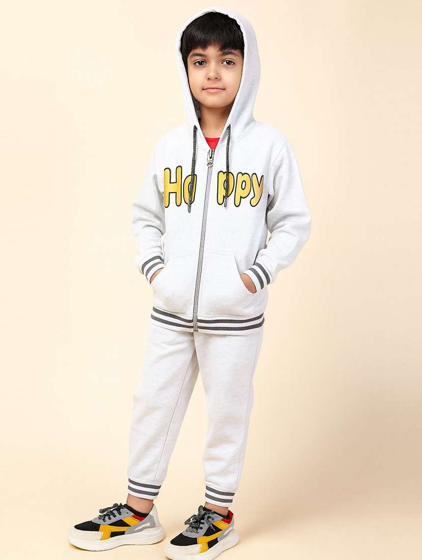 boys printed hooded full length co-ord set