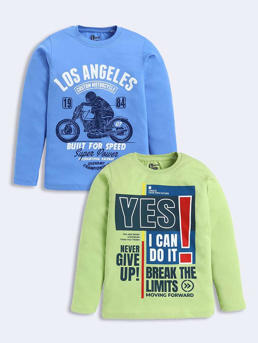 boys pack of 2 printed long sleeve t-shirt