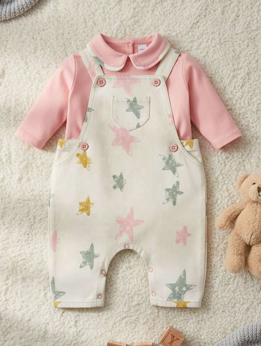 kids printed long sleeve romper 