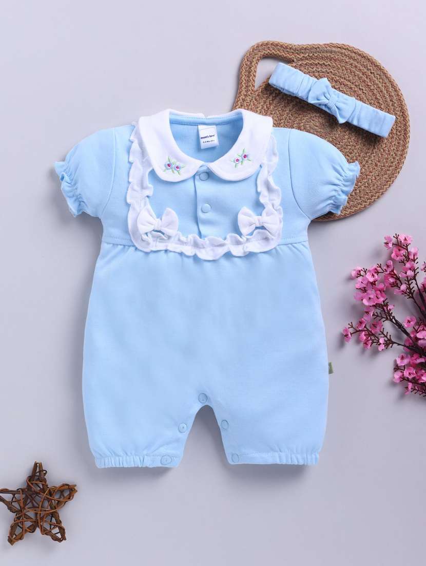 kids solid short sleeve romper