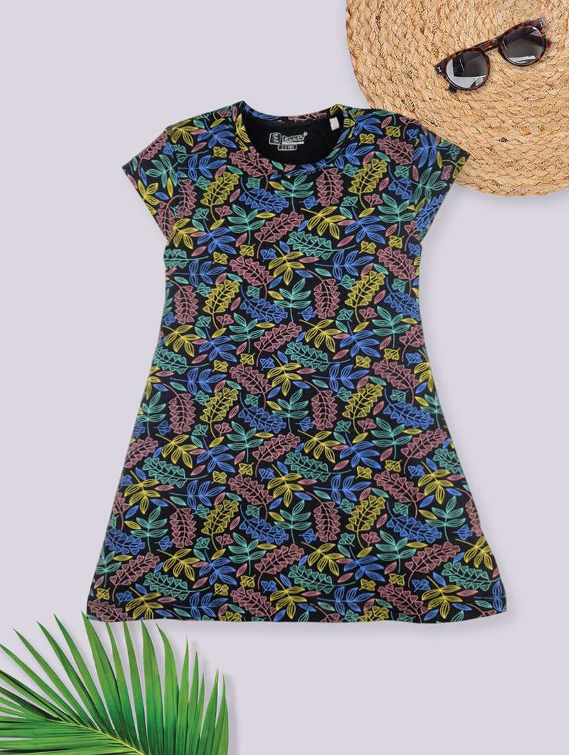 girls printed short sleeve a-line dress