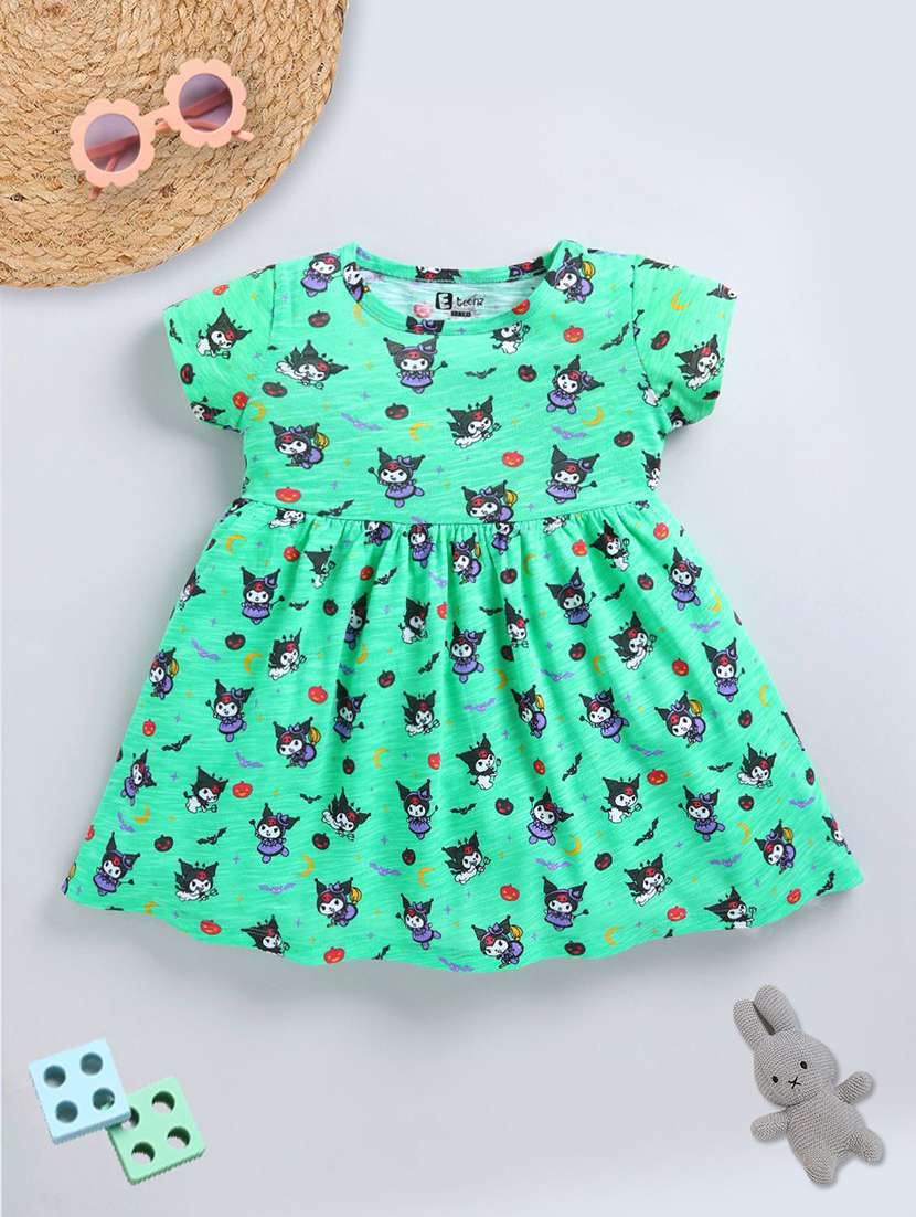 girls printed short sleeve a-line dress
