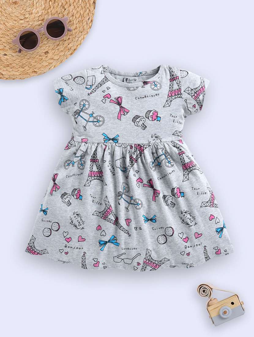 girls printed short sleeve a-line dress
